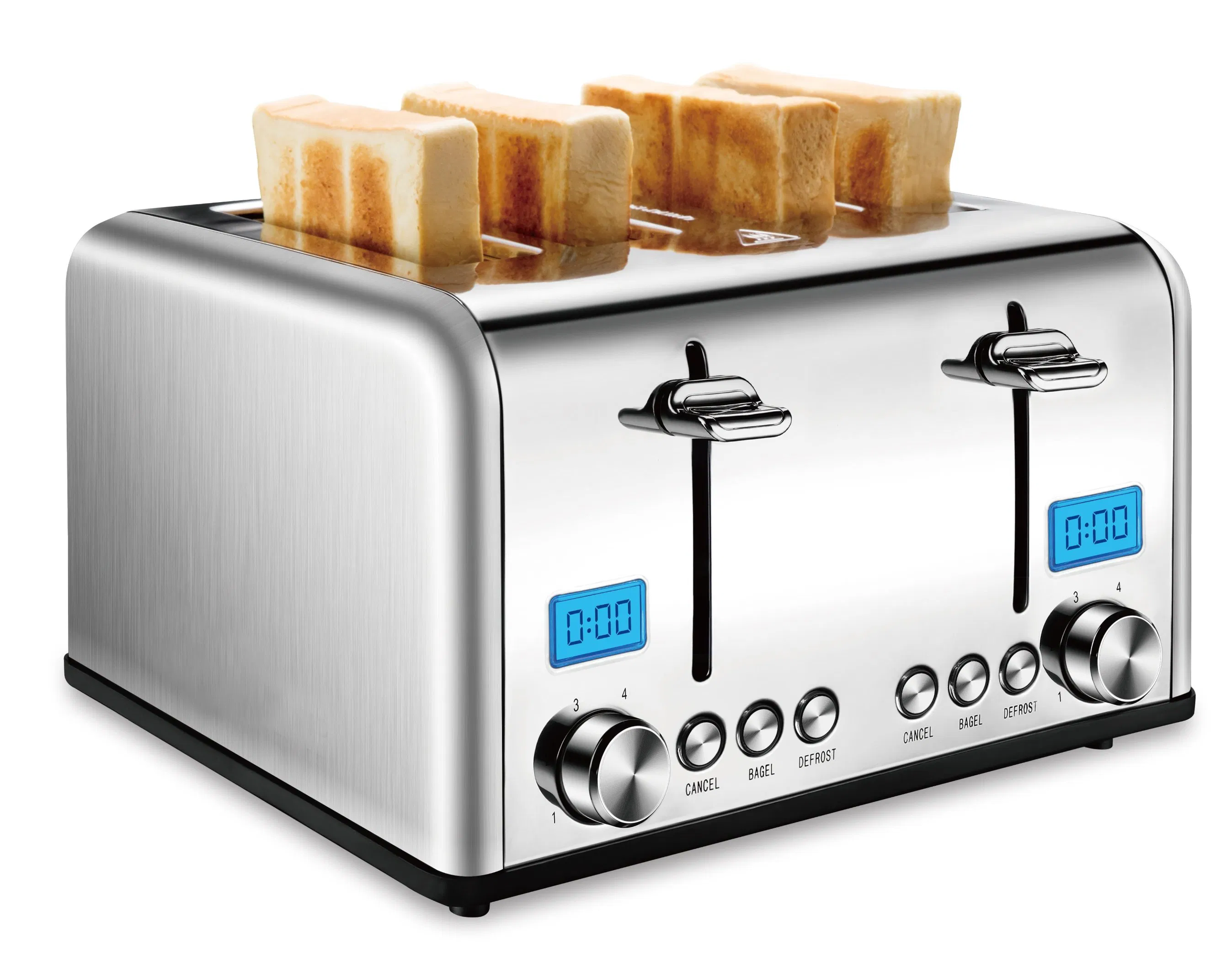 4 Slice Toaster with Modern Design with Function, Brown Level and Timer Count-Down Display