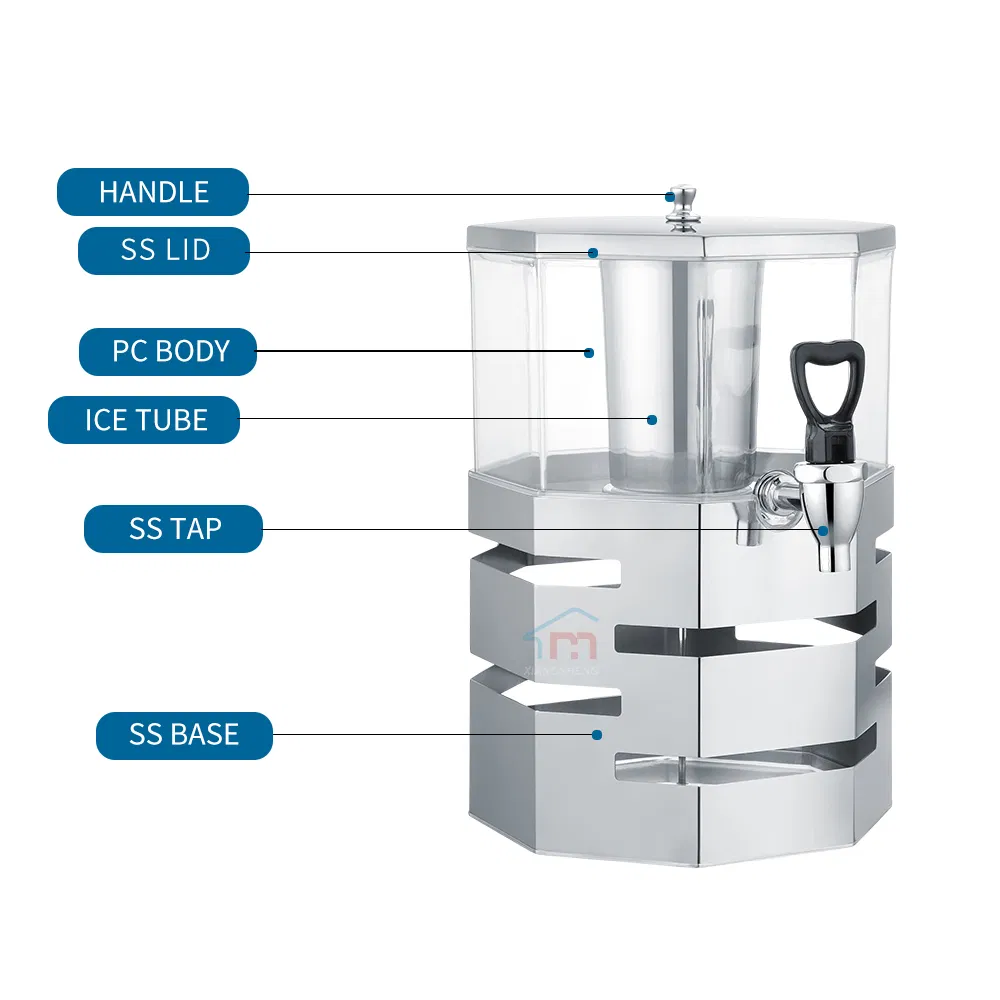Xiangsheng 8L Golden Stainless Steel Juice Dispenser Overlapping Double Layer Drink Dispenser