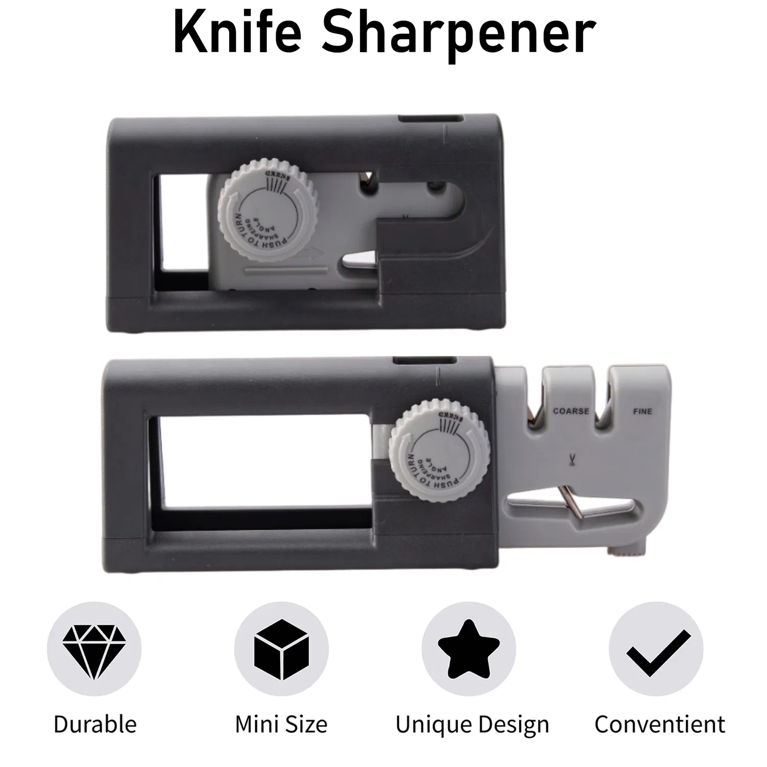 Retractable Knife Sharpener 18-42 Degree Coarse Fine Scissor Non-Slip Pocket-Tool