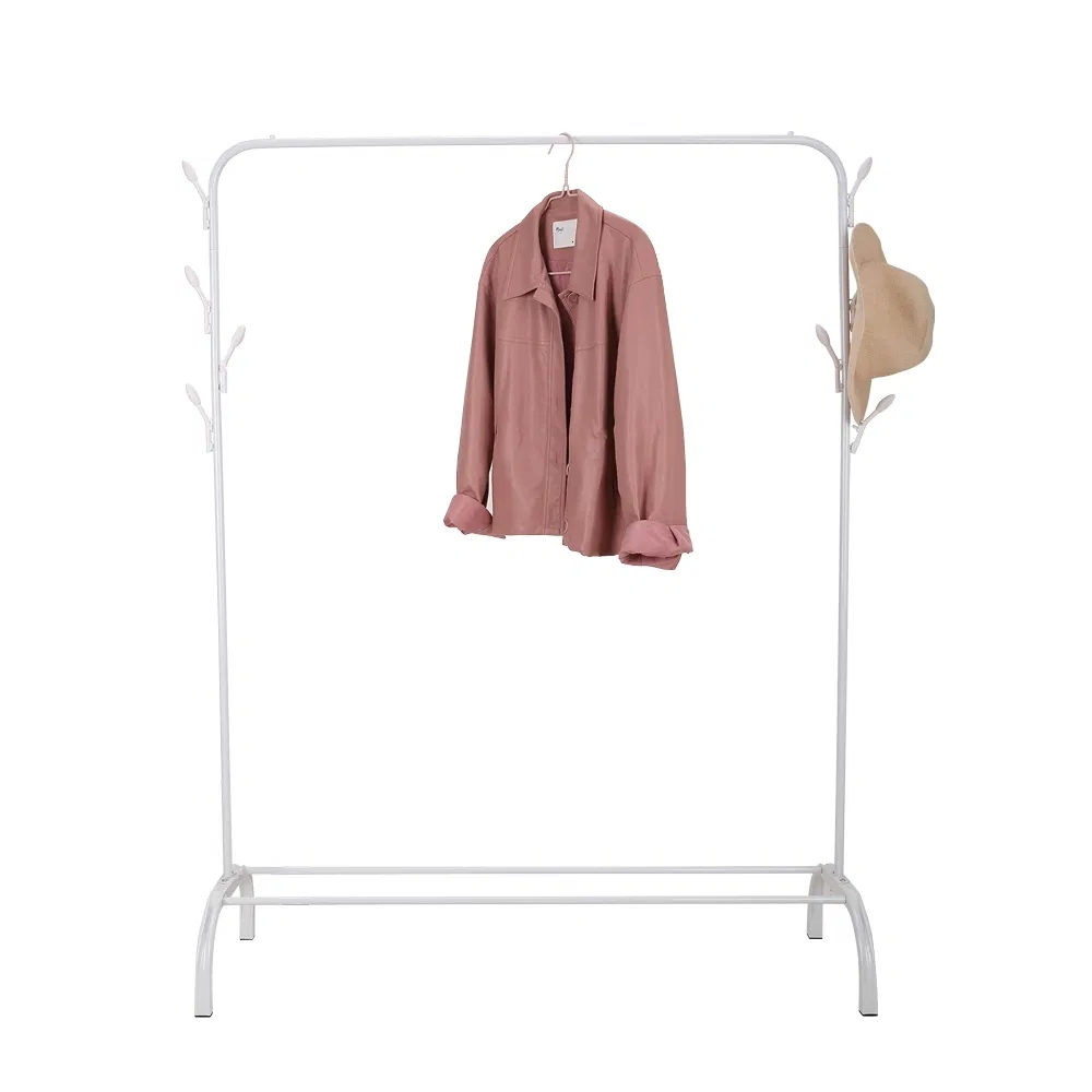 Adjustable Rolling Single Rod Garment Clothes Rack for Bedroom Use