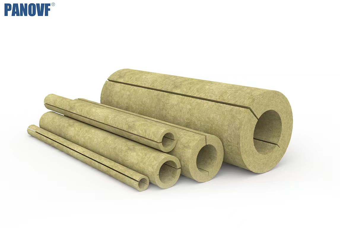 Mineral Basalt Wool Refractory Construction Material Moisture Proof Thermal Insulation Rock Wool Pipe