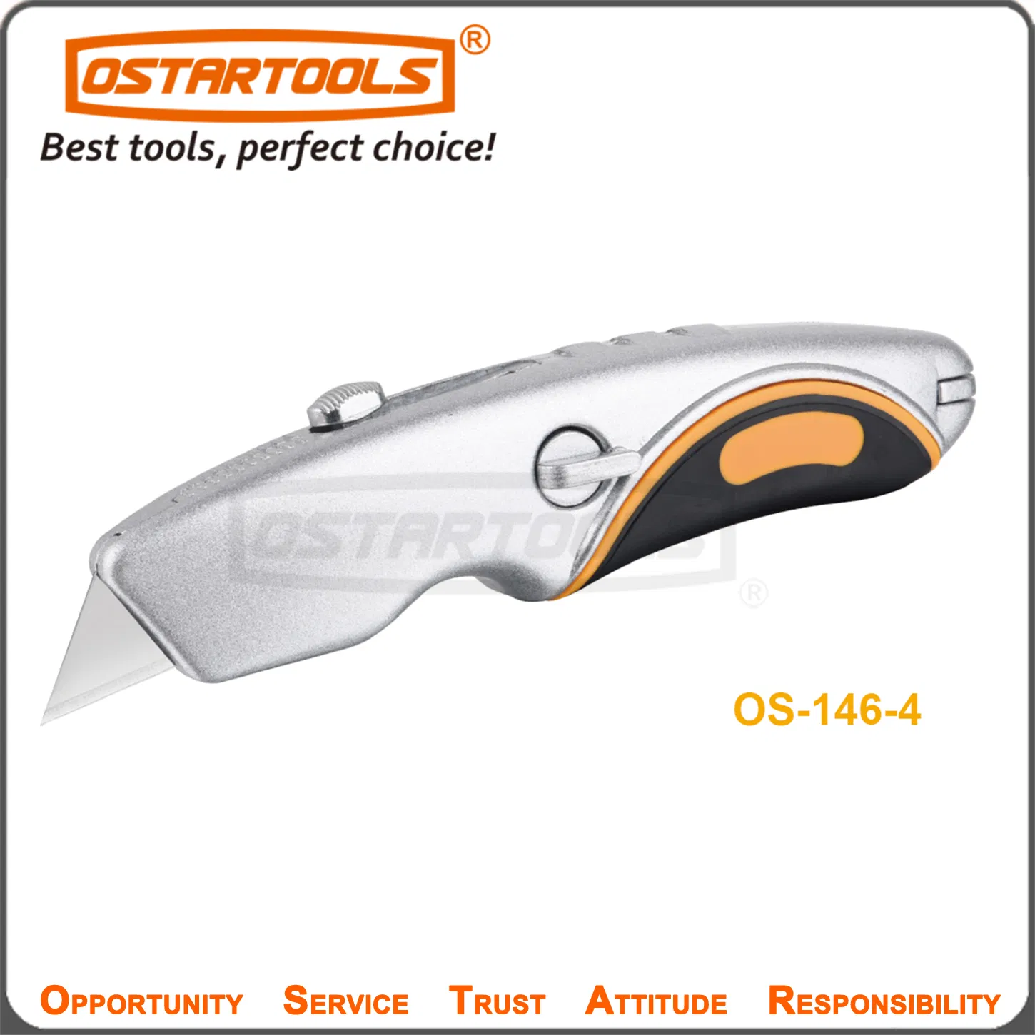 Heavy-Duty Folding Utility Knife with Sturdy Plastic Handle