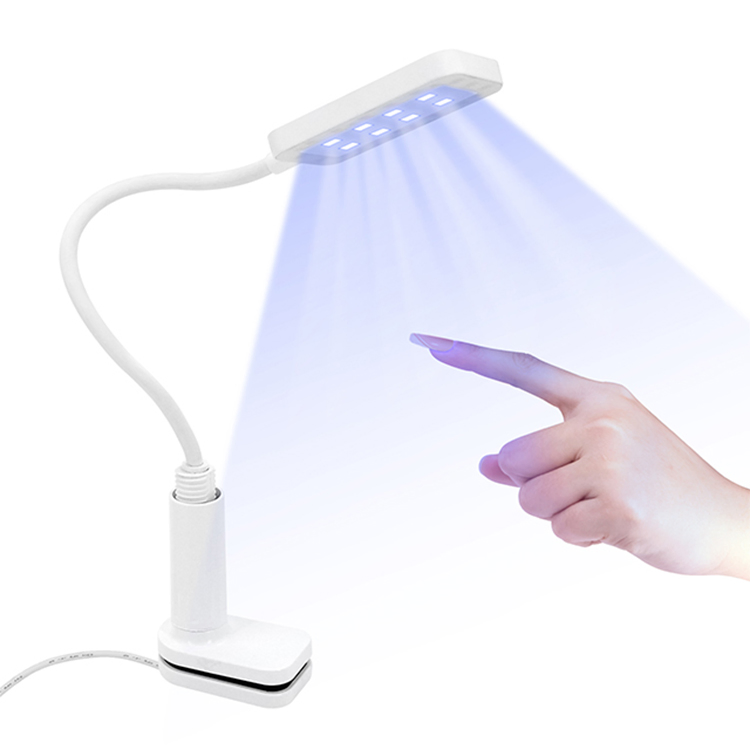 Dual Use Nail Lamp Wih Gooseneck and Clamp, Portable UV LED Nail Light for Curing Acrylic Nails Gel, and Lighting (USB Plug)