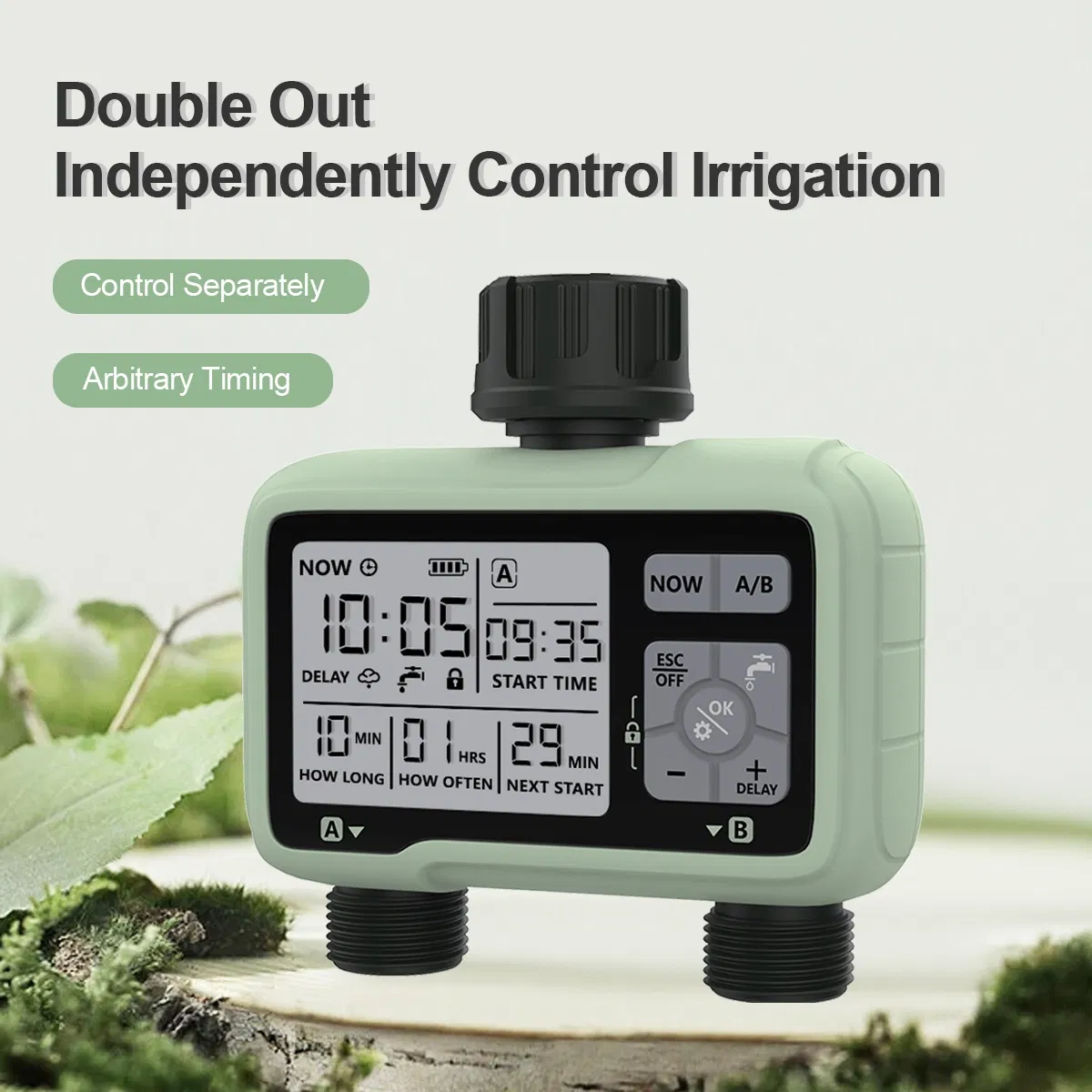 Garden Automatic Watering System 2 Outlets Drip Irrigation Controller Water Timer Hct-326