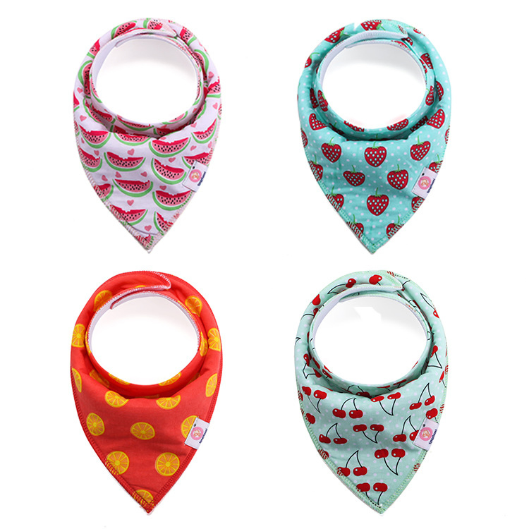 Custom Private Label 100% Cotton 4 Pack Organic Baby Drool Bandana Bib