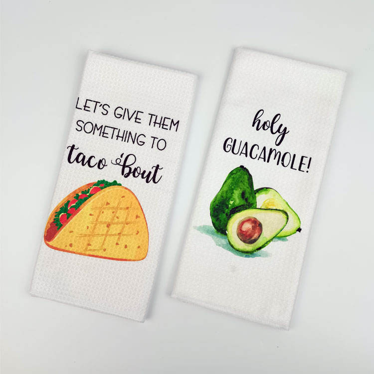 Water Absorbent White Waffle Weave Microfiber Kitchen Cleaning Dish Tea Towel for Sublimation