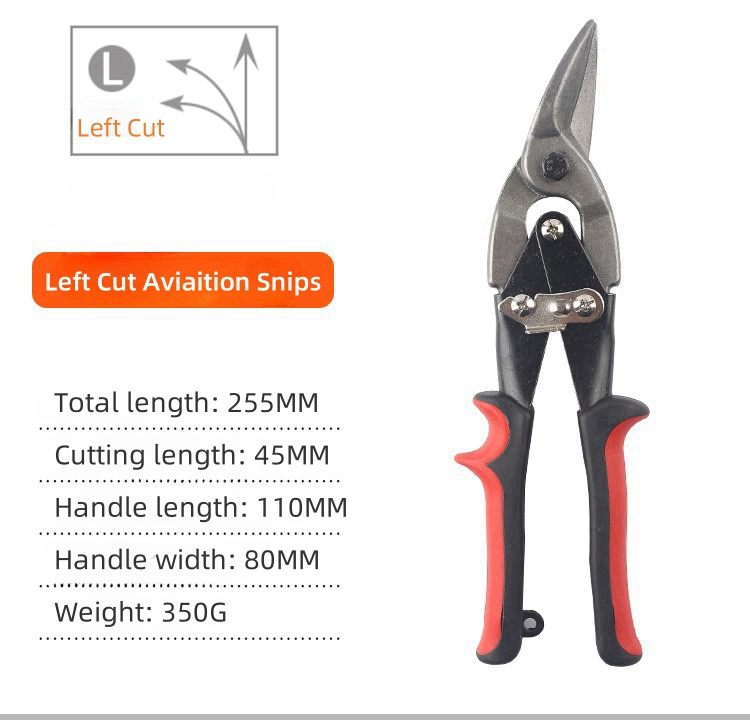 Heavy Duty Ergonomic Hand Tools Straight Aviation Tin Snips Multi Function Cut