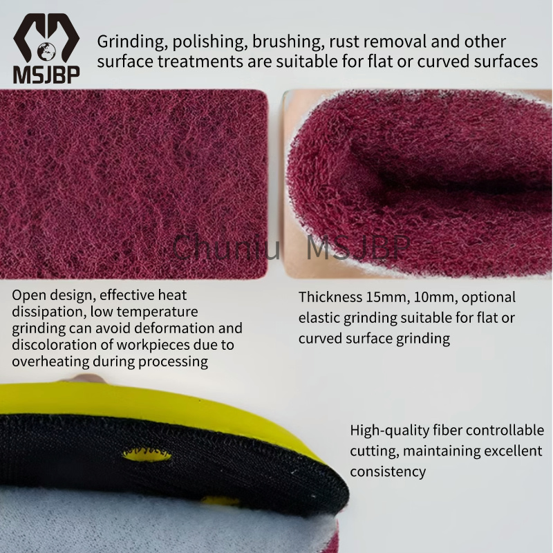 Heavy Duty Nylon Fiber Industrial Scouring Pad 3/4/5 Inch 400 Grit Red Sponge Sanding Block Suitable for Metal Wood Wall Grinding and Polishing