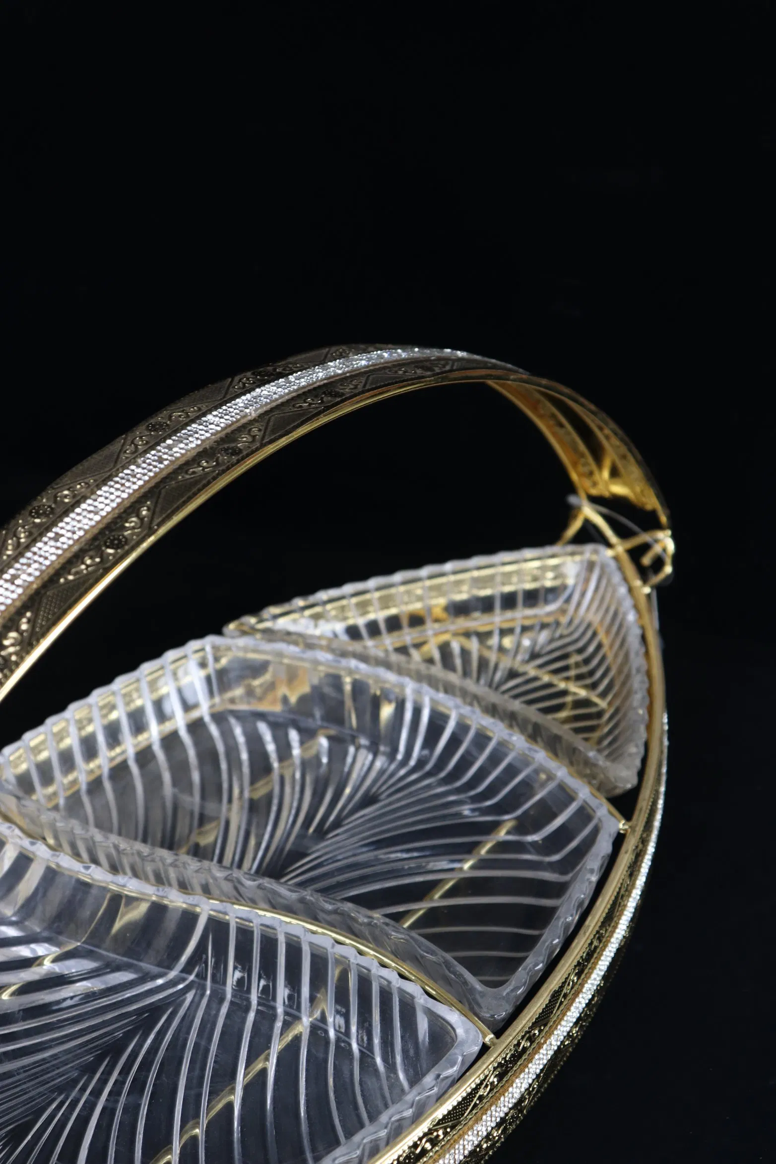 Glass Fruit Plate - Luxury Gold Plated Iron Frame Cover