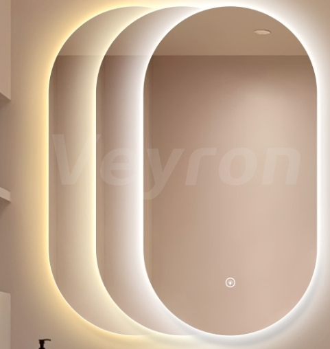 Modern Wall Large Full Size Black Mirror Decor Arch Mirror Aluminum Alloy Frame Anti Fog Wall Mounted Bluetooth LED Backlit Vanity Smart Mirror with CE SAA