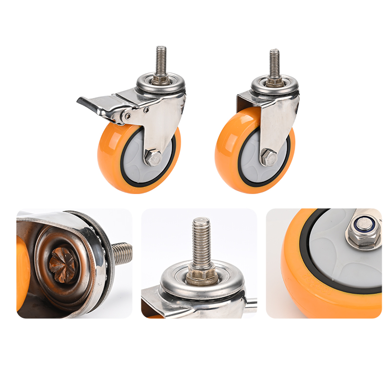 Industrial Orange PU Wheel Stainless Steel 304 Heavy Duty Caster Wheels