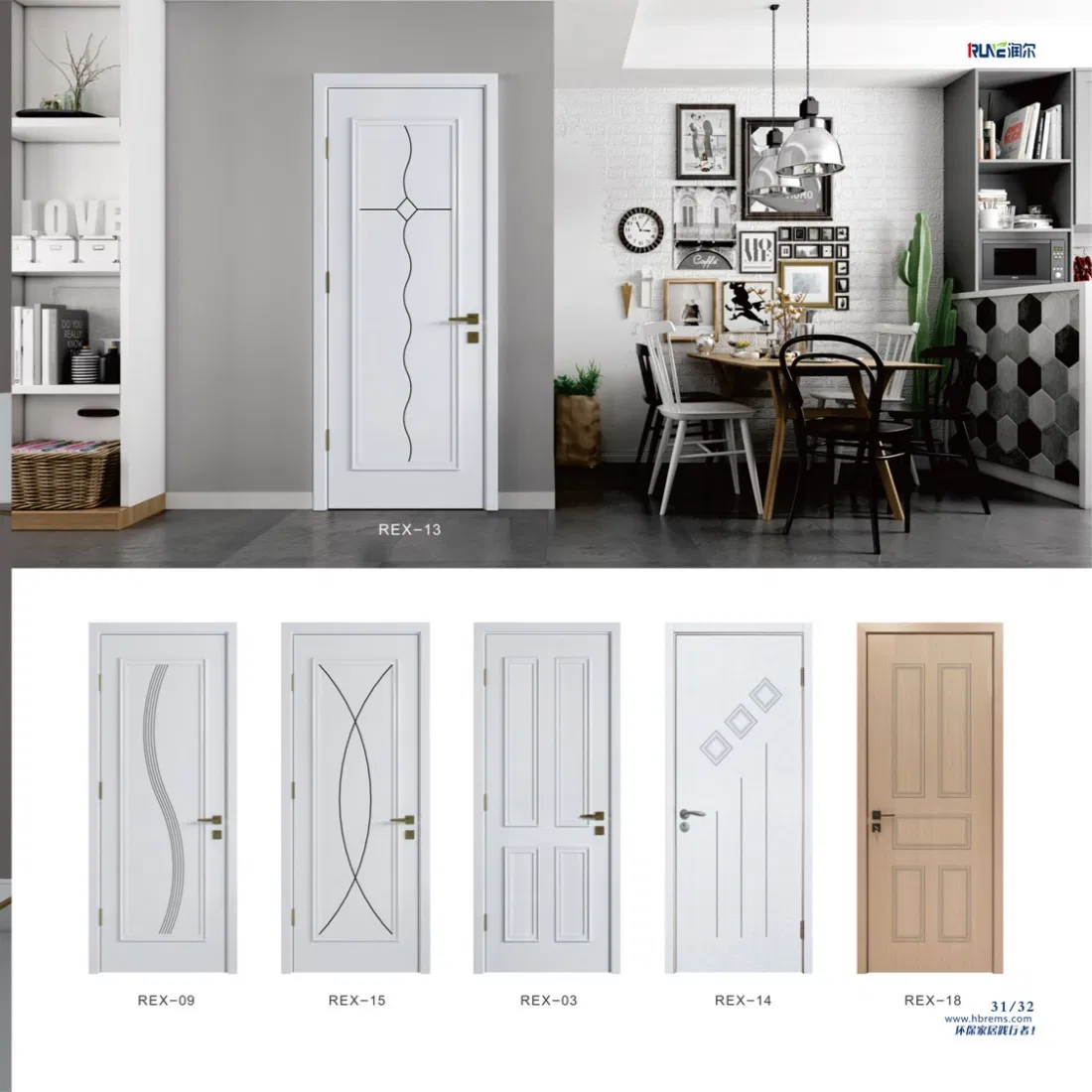 Waterproof Soundproof WPC Door with Frame