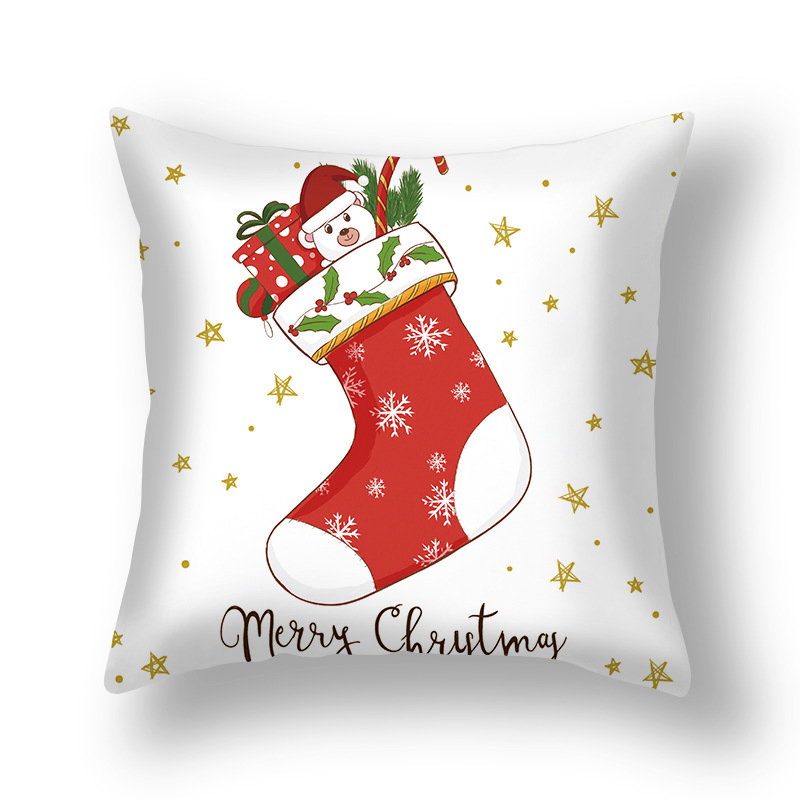 Nordic Home Pillow Snow Flake Elk Christmas Tree Print Cushion Cover Cushion Pillow Case for Christmas Decoration