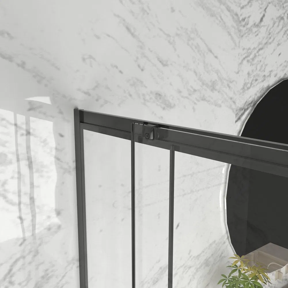 Bathroom Black Aluminum Frame Sliding Square Shower Enclosure with Custom Size