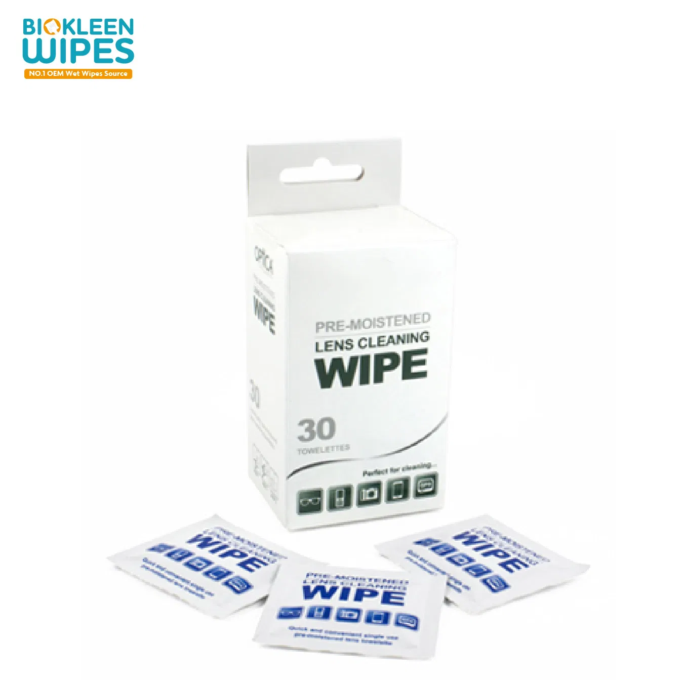 Biokleen 200CT Box Individual Wet Lens Wipes Individually Wrapped Phone Cleaning Wipes Lens Clean Wet Wipes