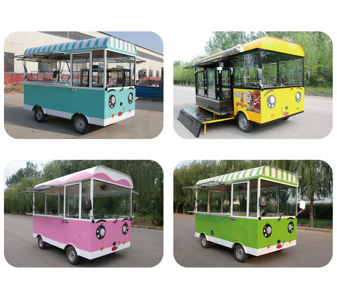 Commercial Restaurant Mobile Multi-Functional Stall Snack Cart Flying Wing Door Cloud Warehouse Food Cart for Cold Drinks Milk