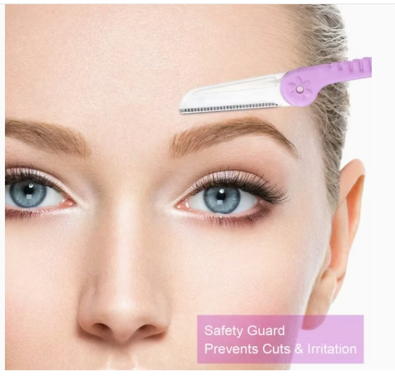 Precision Stainless Steel Eyebrow Trimmer with Ergonomic Foldable Handle