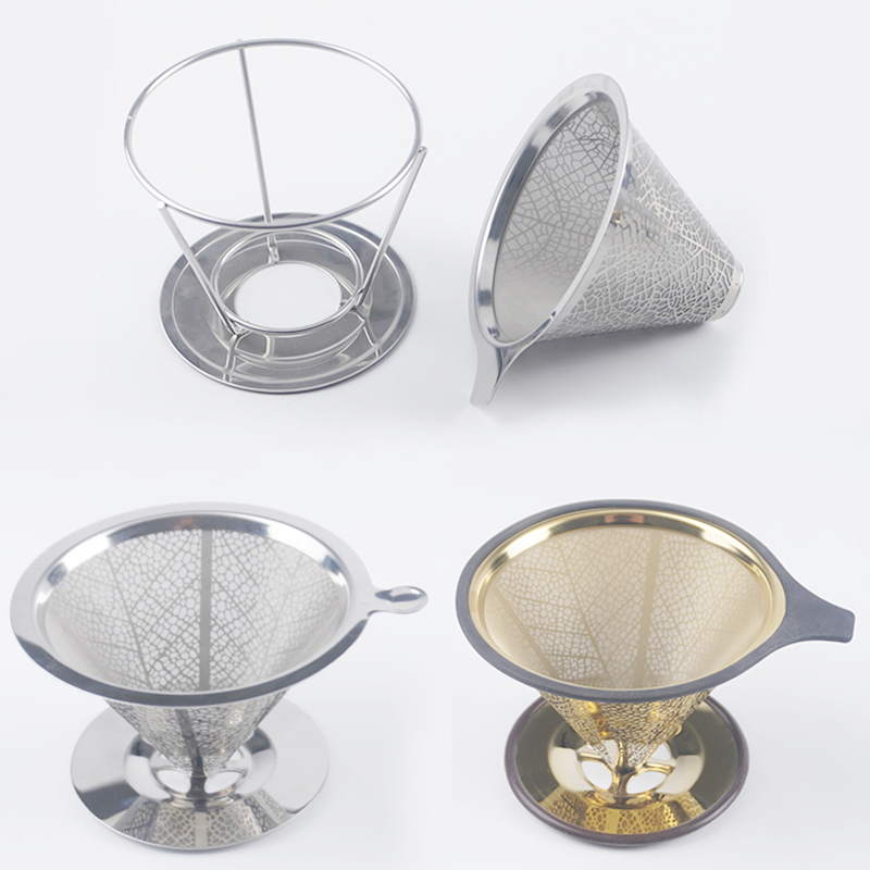 Small Reusable Cone Shape Permanent Metal Stainless Steel Coffee Filter Supplies