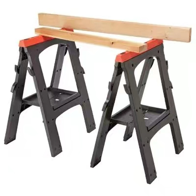 High Quality Height Adjustable Manual Tool Metal Easy Folding Sawhorse for Wood Wroking