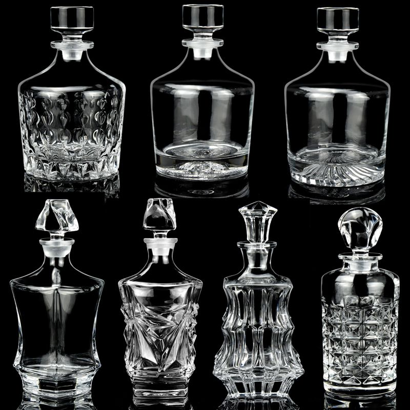 Glass Bottle Fashionable Transparent Glass Decanter 500ml 750ml 1000ml Available Customized