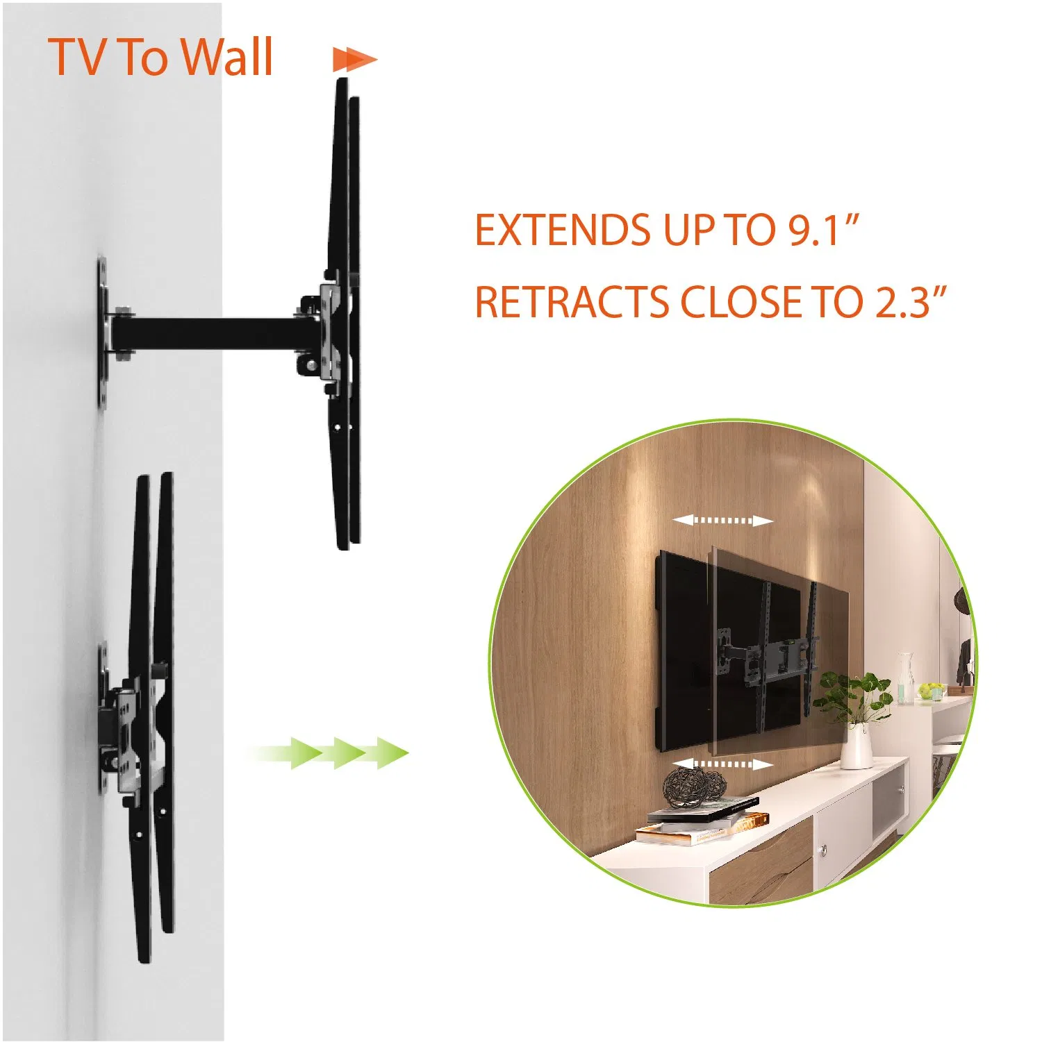 TV Mount Sling Pipe Full Motion TV Bracket Supplier Tilt and Swivel TV Wall Mount Max Vesa 400*400mm
