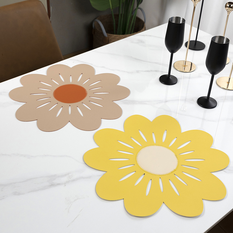 Stylish PVC Leather Dining Mats Set with Waterproof Coasters