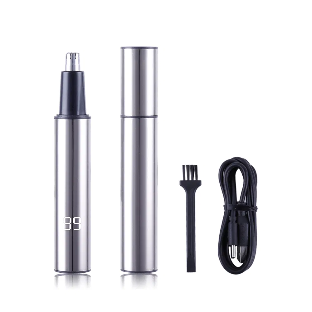 Professional USB Rechargeable Nose Clippers Eyebrow Facial Hair Trimmer Electric Nose Trimmer for Men with LED Display