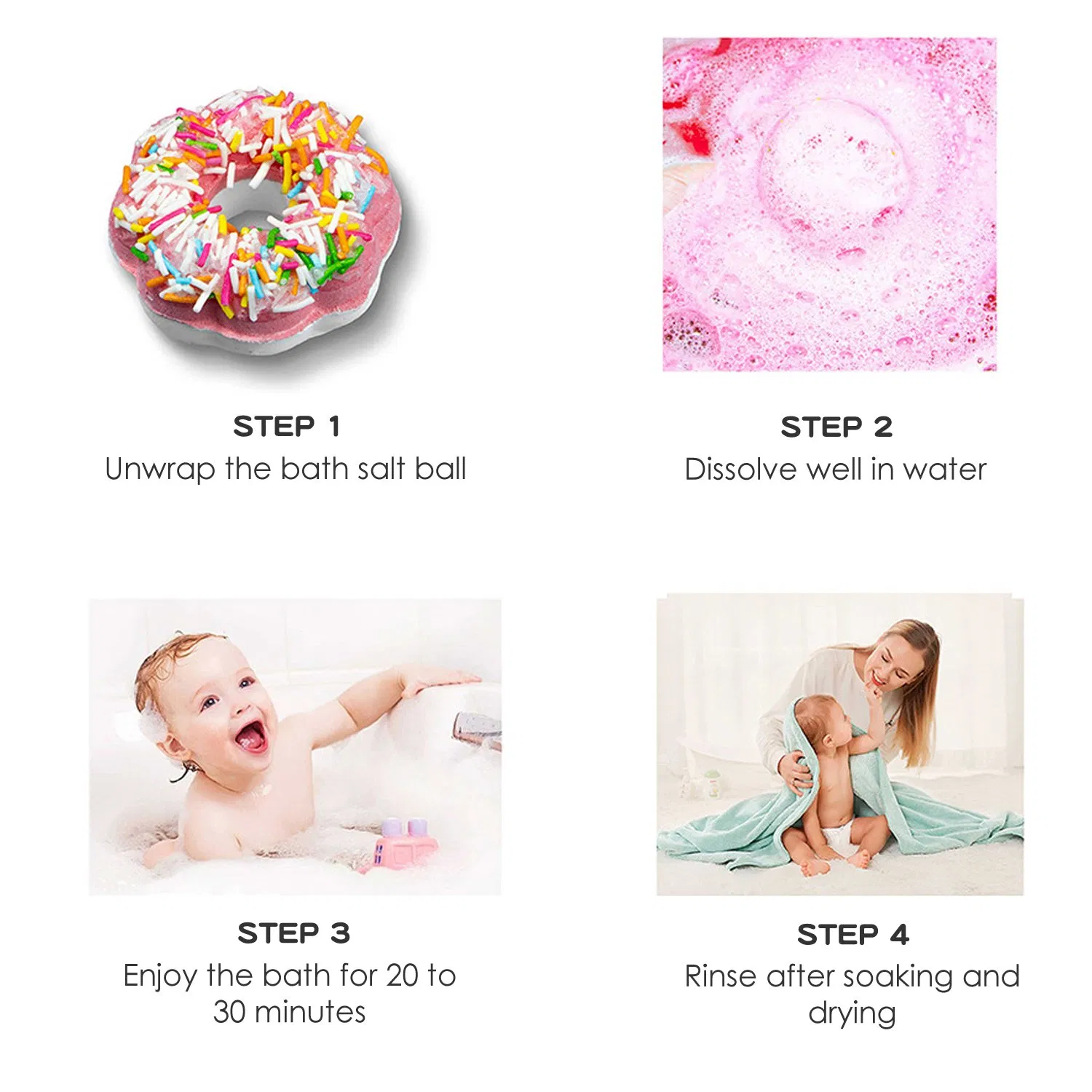 OEM Clean and Moisturizing Multicolor Cartoon Donut Set Bath Salt Ball