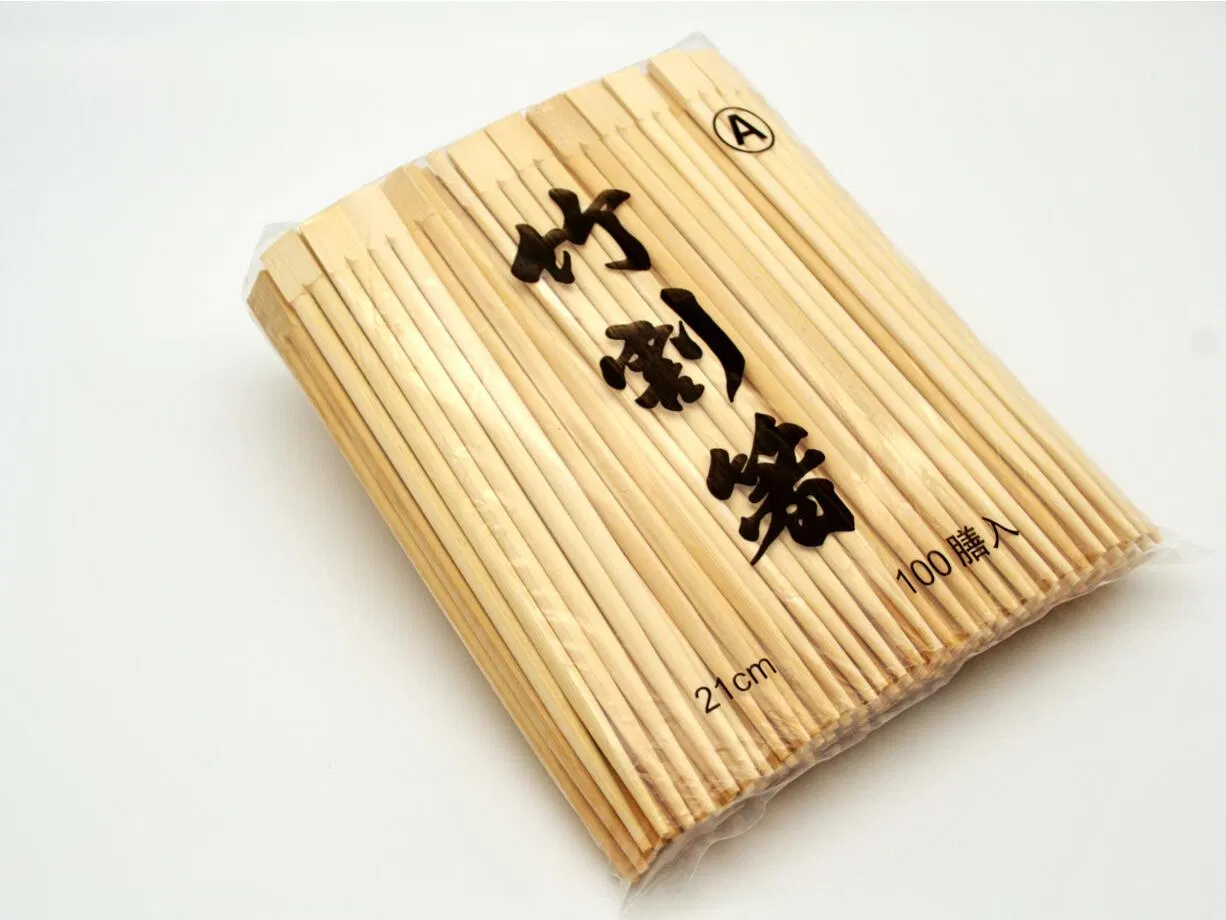 Bamboo Chopsticks 21cm Twins Without Knot Half Paper Sleeve