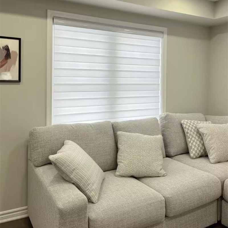 Custom Printed Horizontal Day and Night Automatic Shutter Blackout Shades Electric Cordless Window Zebra Roller Blinds