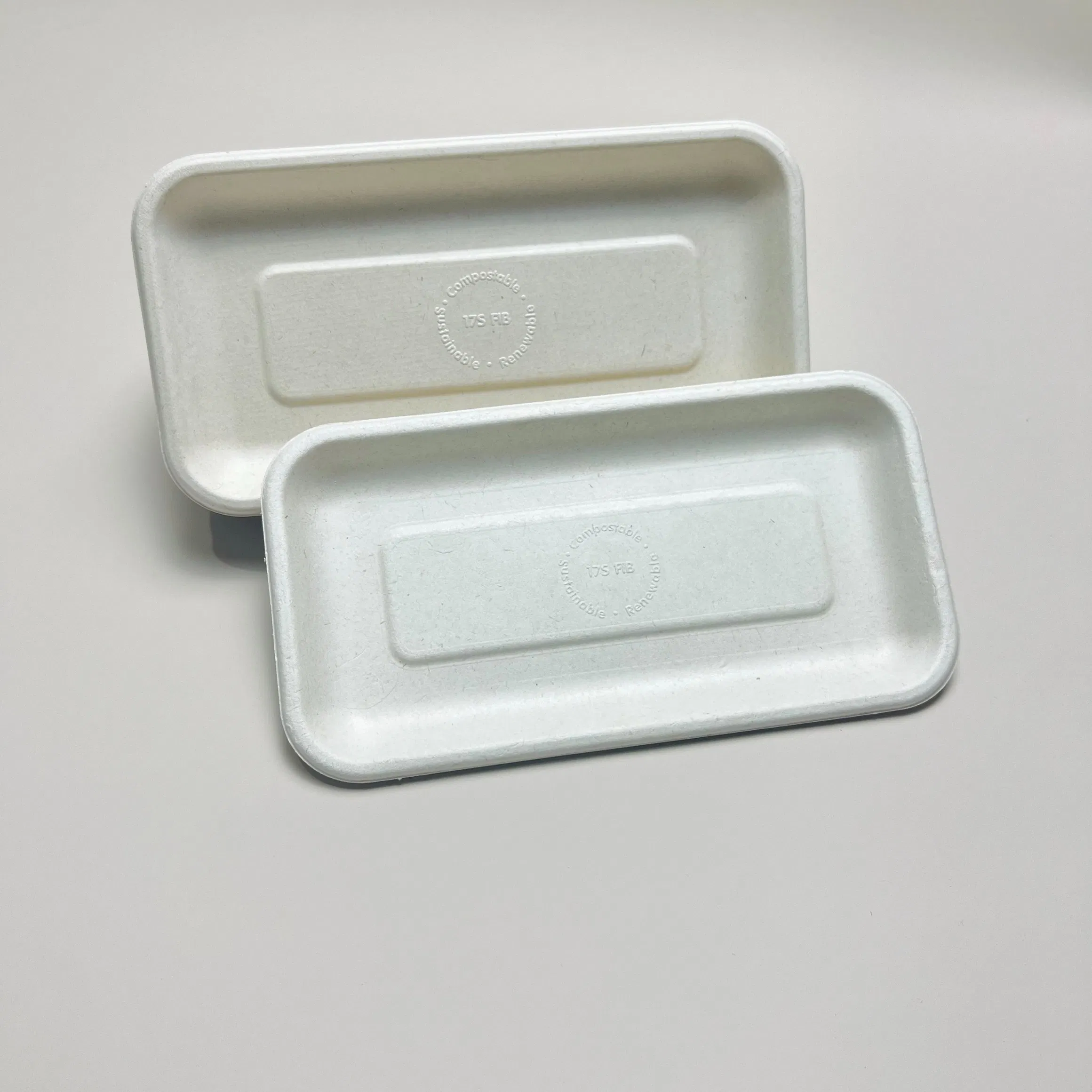 Compostable Sugarcane Bagasse Bagasse Square Trays for Meat Fruit Vegetable