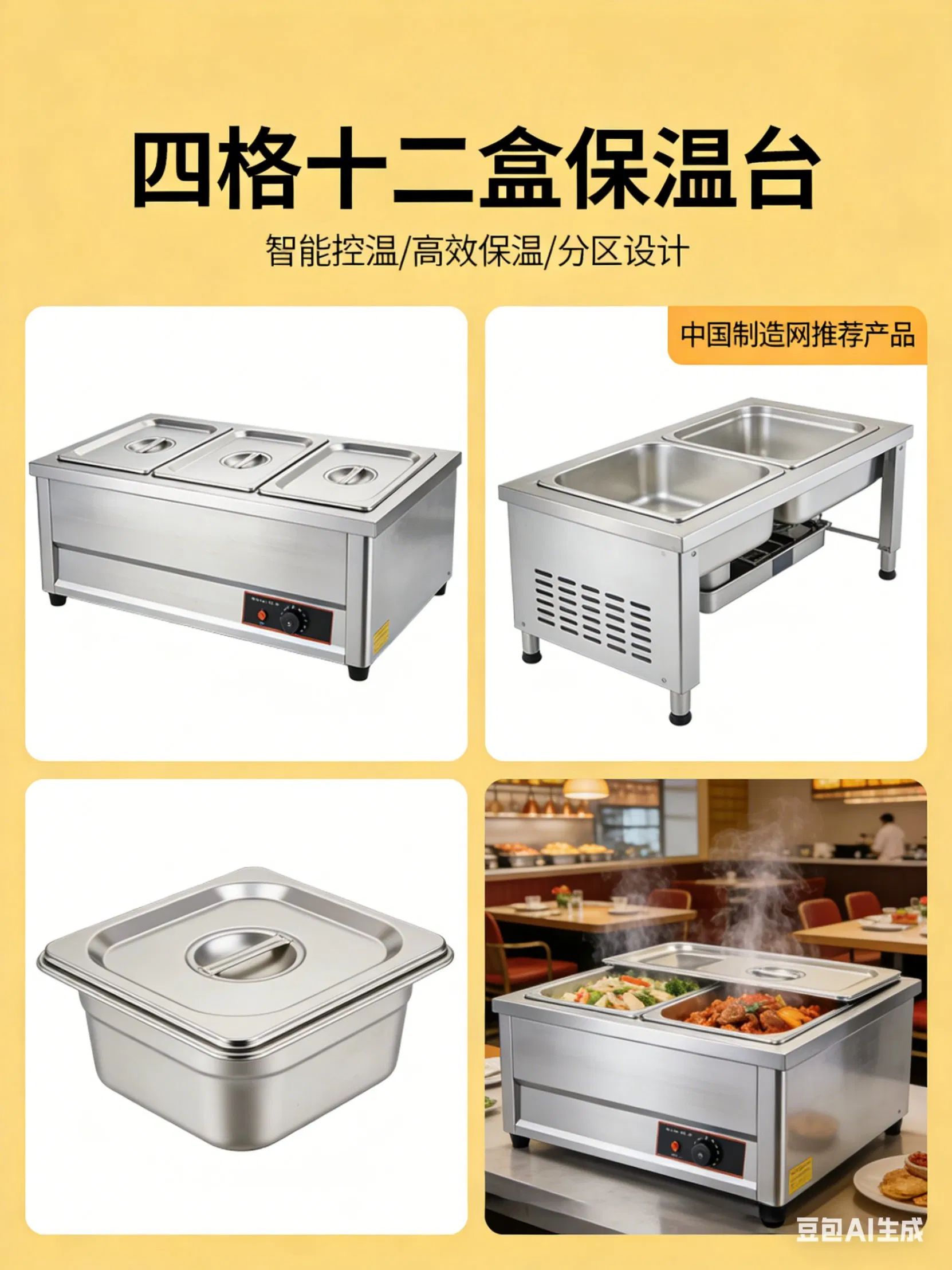 Four-Grid Twelve-Box Commercial Electric Heating and Insulation Table