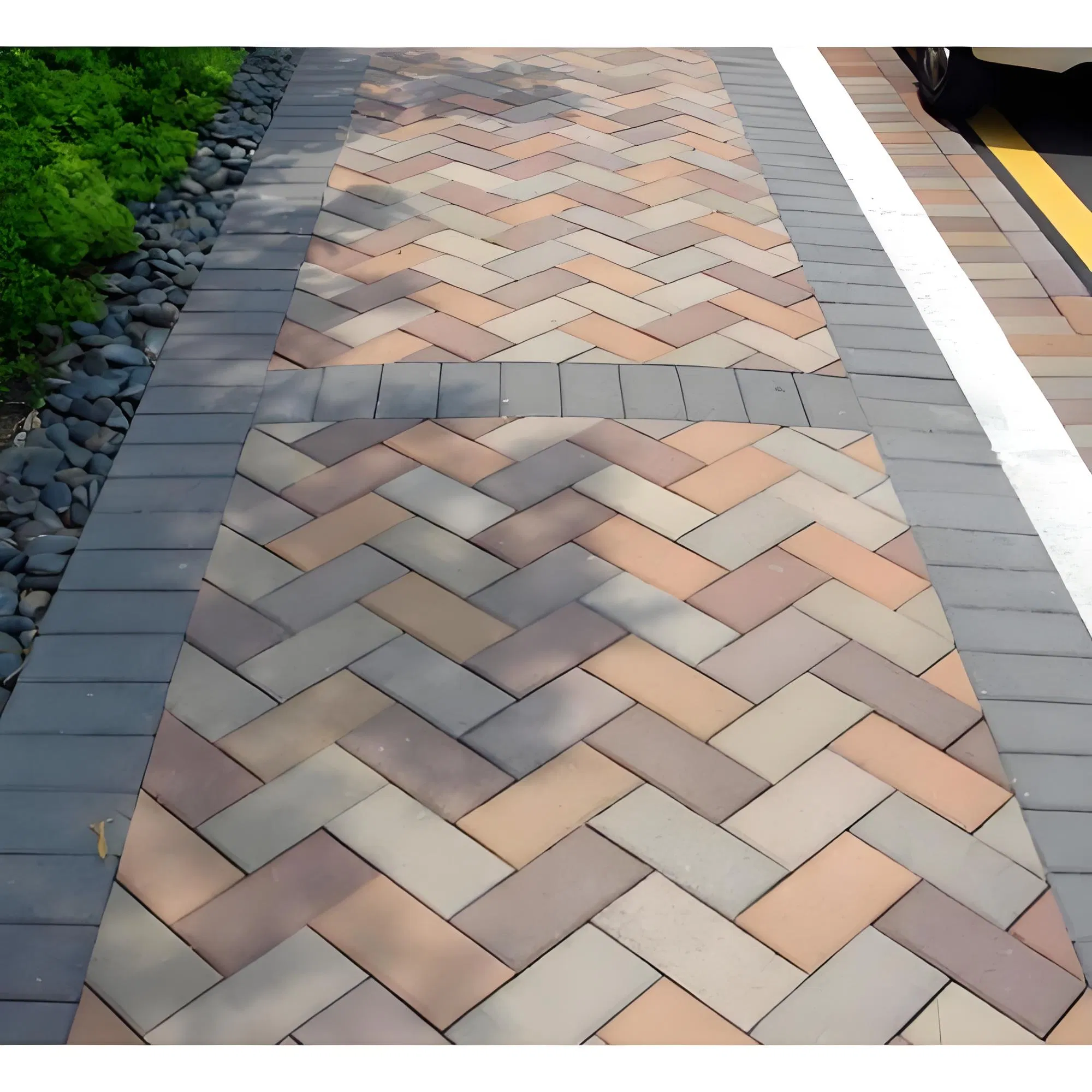 Fire Square Exterior Wall Floor Reclaimed Herringbone Gray Pattern Porcelain Tile Paver Garden Granite Clay Real Paving Stone Block Brick for Garden Edging