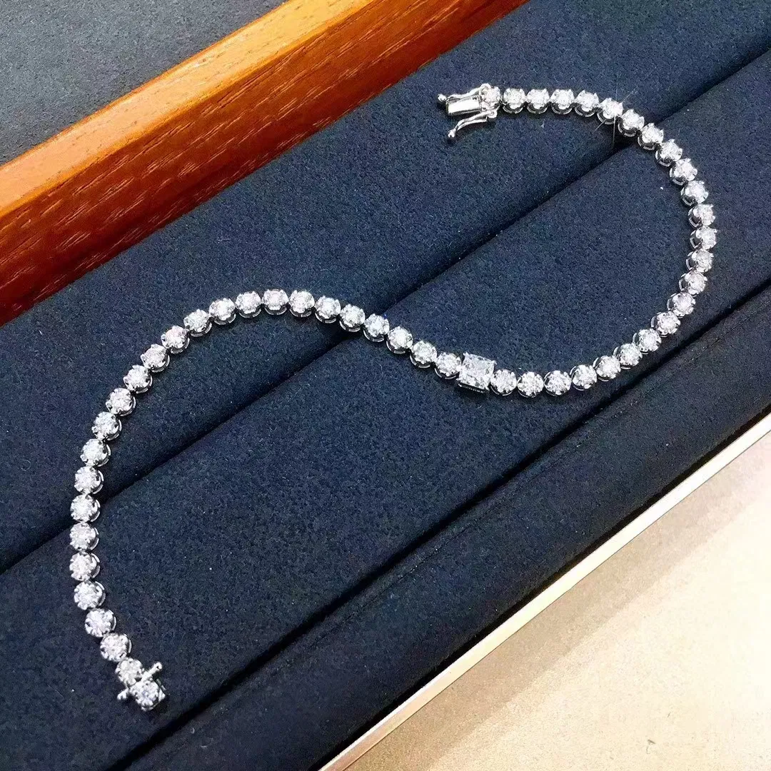 Custom Elegant White Gold Lab Diamond Bracelet Fancy Shape Diamond Bracelet with Igi Certificate