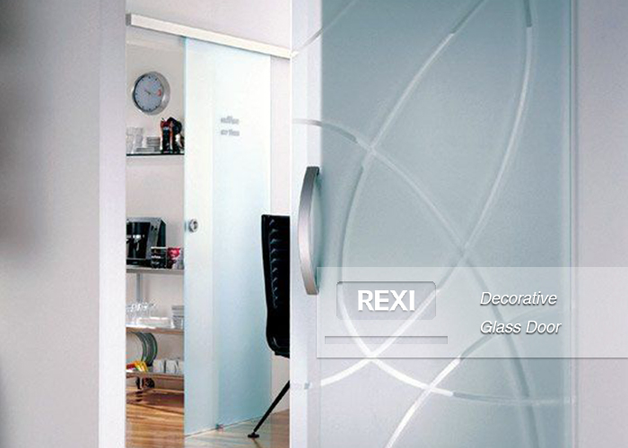 Stylish Tempered Glass Door with Elegant Acid Etching Design