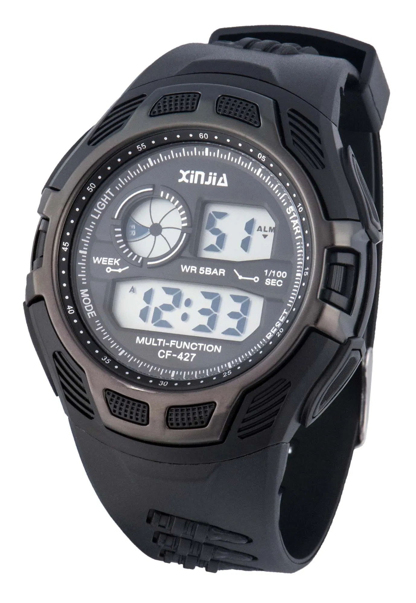 2019 Charming LCD Watch, Plastic Case Digit Sporty Watch 5ATM Water-Resistant