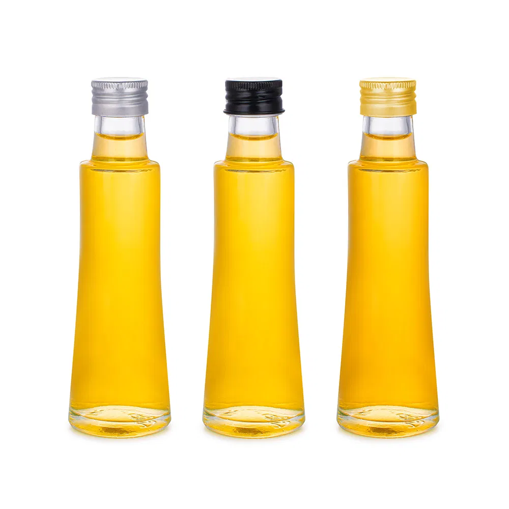 Portable Kitchen Vinegar Packaging Glass Olive Oil Dispenser Bottle Wholesale Clear 100ml Round Empty Cooking Oil Bottle