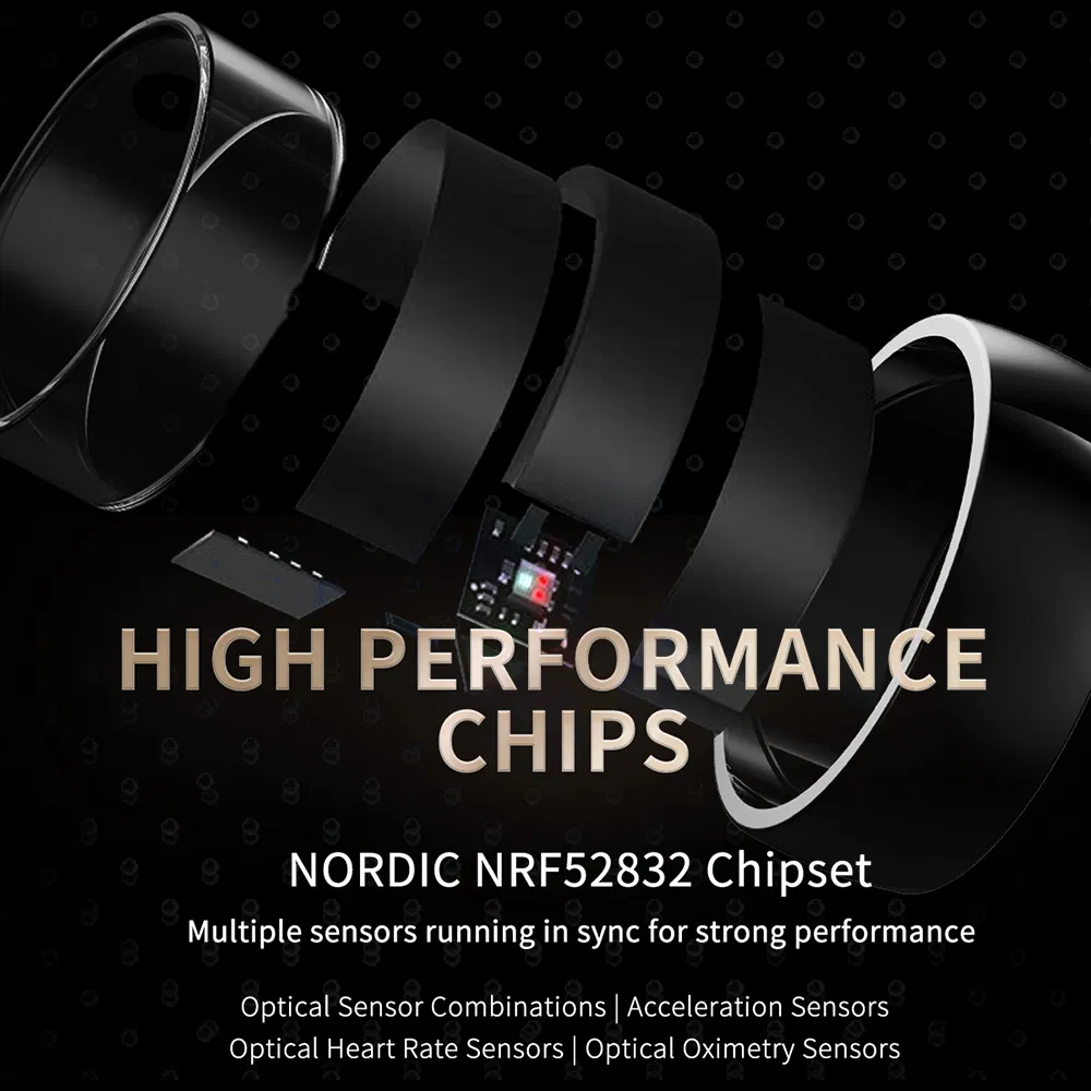 R09m Smart Health Ring - Multifunctional, Bluetooth, Black, Size 18