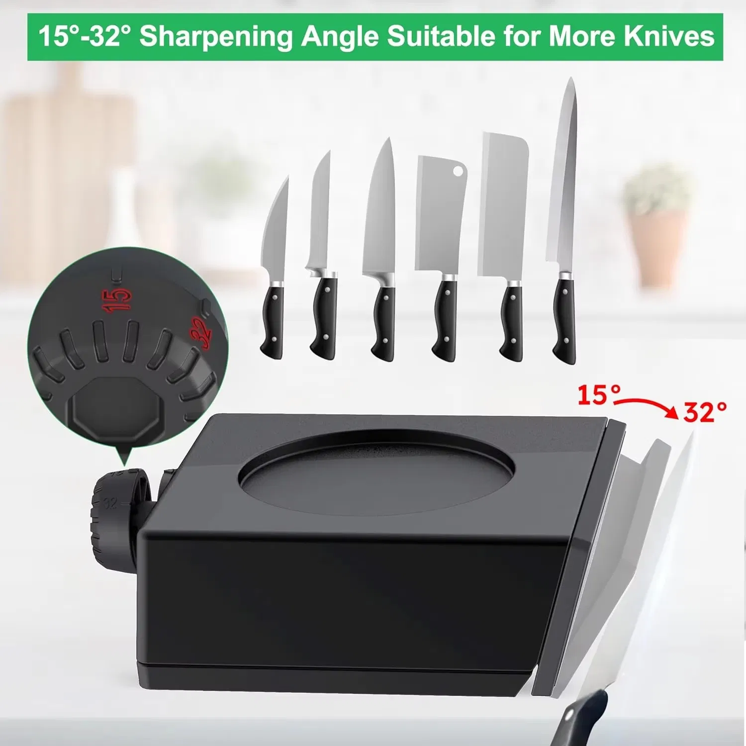 Rechargeable Electric Knife Sharpener with Dual Rolling Wheels 4000mAh Battery Magnetic Angle Guide Automatic Knife Grinde