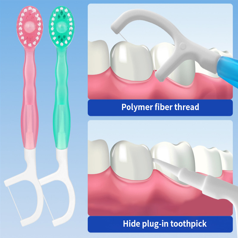 5-in-1 Disposable Toothbrush with Floss Cleaning Capsule Toothpick