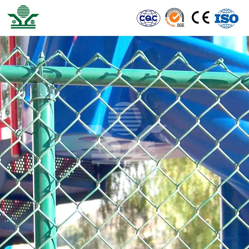 Zhongtai Commercial Chain Link Fence China Manufacturing Green PVC. Coated Stadium Chain Link Fence 50mm X 50mm 3 FT Stadium Chain Link Fence