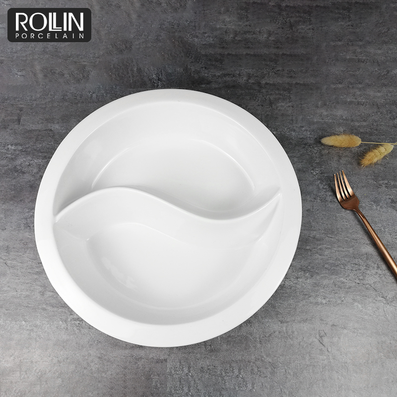 High Quality Divided Round Deep Buffet Ceramic Plates