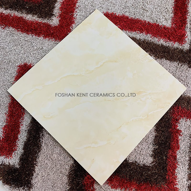 Yellowish Glossy Surface Porcelain Glazed Polished Flooring Tiles for Living Room