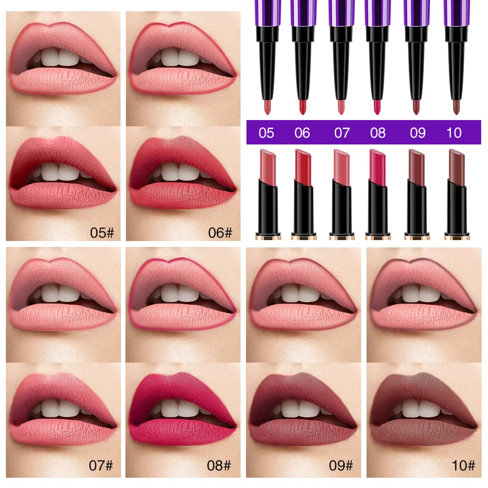 Wholesale 16 Color Double-End Lasting Waterproof Smooth Creamy 2-in-1 Lipstick Lip Liner