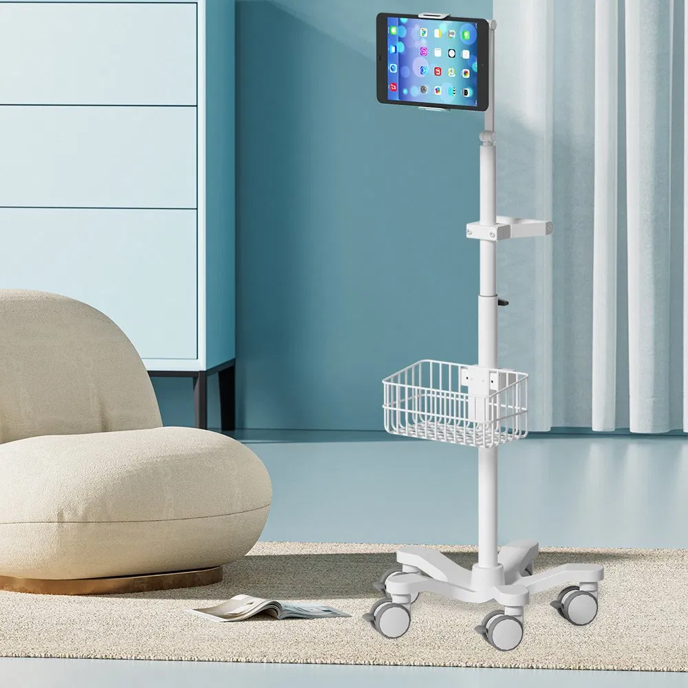 Mobile Medical Trolley Cart with Storage Basket for Clinics