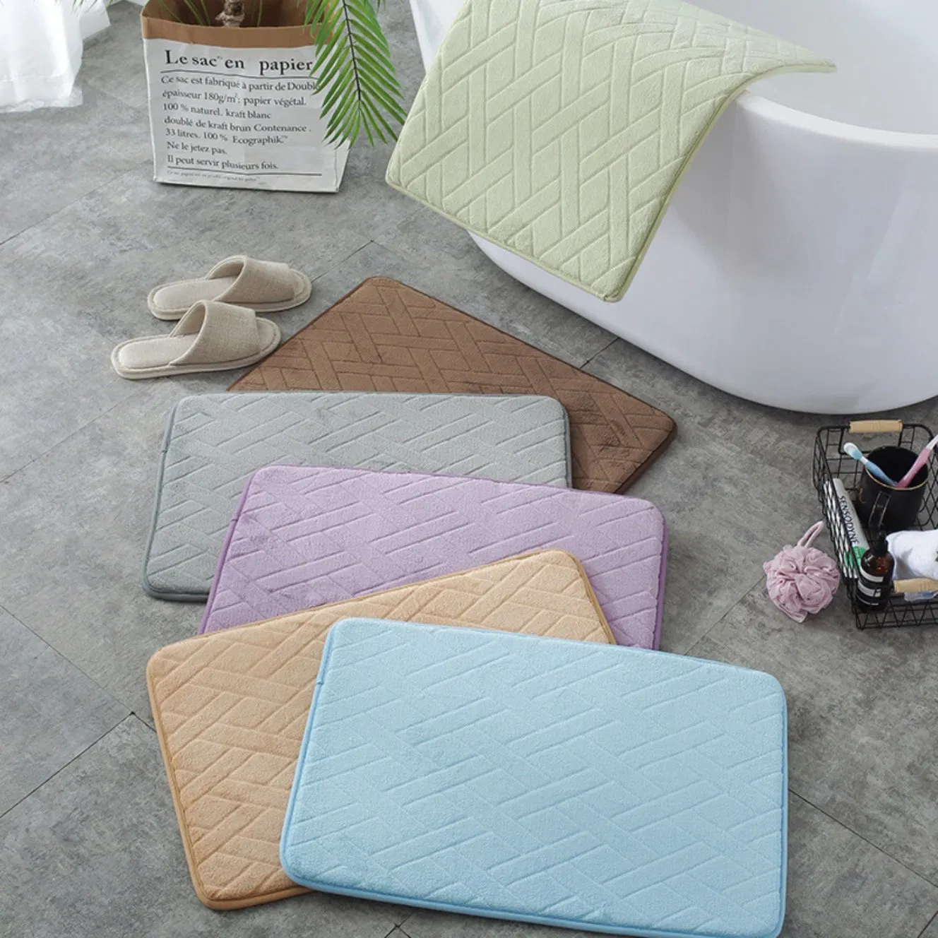 Memory Foam Absorbent Soft Mat Non-Slip Foam Door Mat Wbb26439