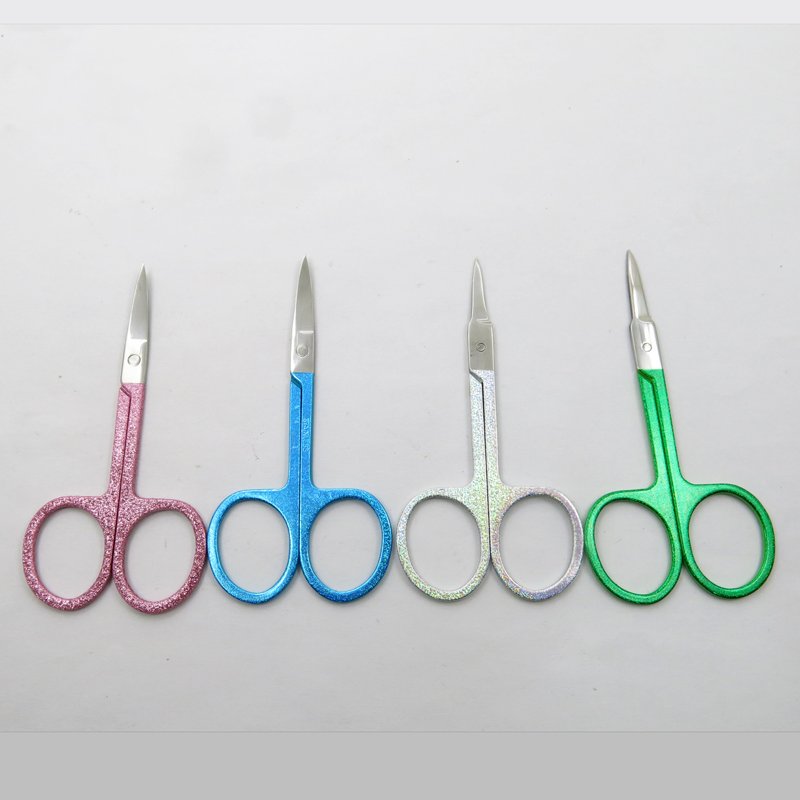 Colorful Coated with Glitter Stainless Steel Beauty Scissors Eyebrow Facial Eyebrow Eyelash Hair Beauty Makeup Scissors