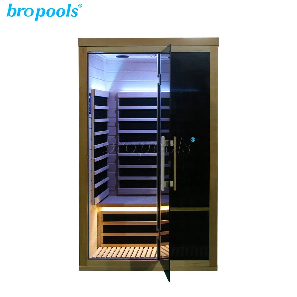 2-Person Home Use Infrared Hemlock Sauna with Touch Control Panel RGB Light for Body Recovery