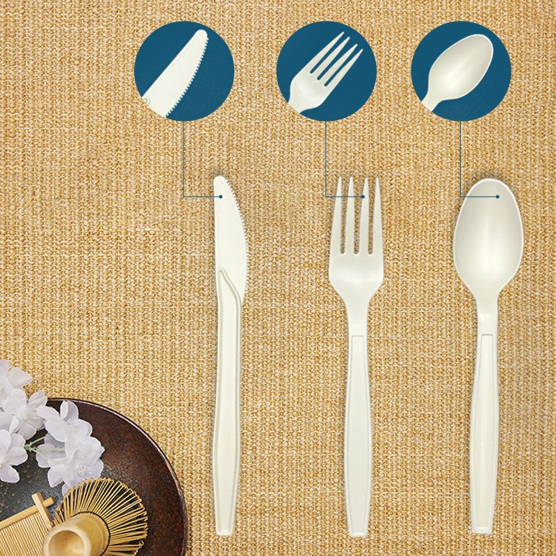 Wholesale Biodegradable Eco Friendly Disposable Knives 100 Packs Cutlery Set Sustainable