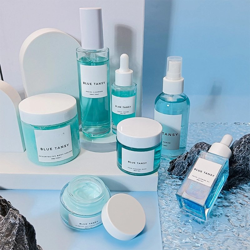Private Label Smoothing Invisible Pores Resurfacing Clarity Face Mask Gel Whitening Cream Blue Tansy Sleeping Mask